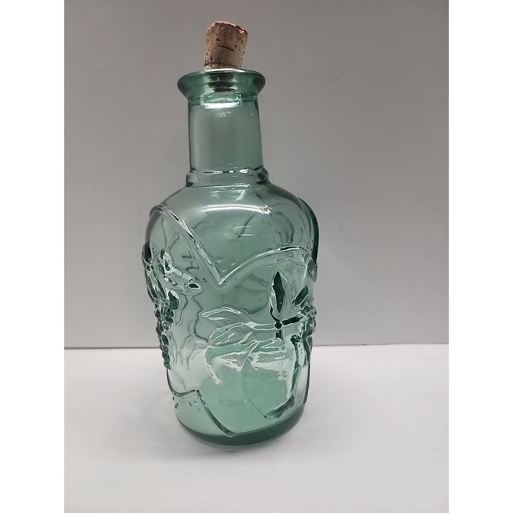Vintage Libbey Sage Green Maple Leaf Glass Bottle Decanter‎ Made in Canada . 8" - Picture 4 of 5
